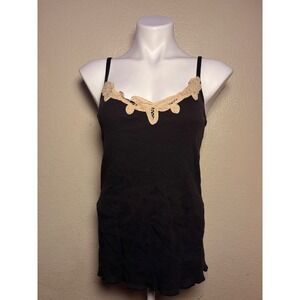 Y2K Stamp 10 Ribbed Cotton Camisole Lace Trim Lettuce Hem Tank Top #11